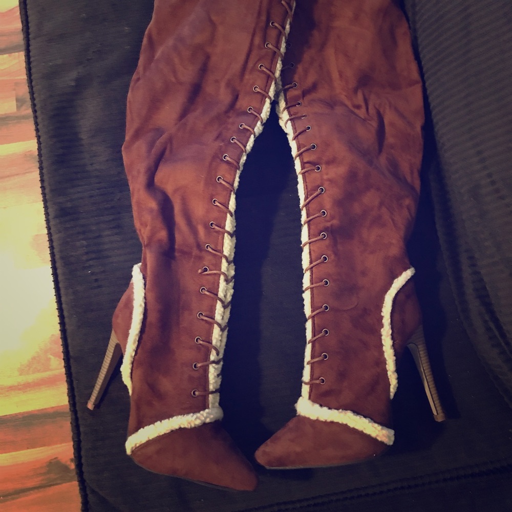 Warm winter knee high boots